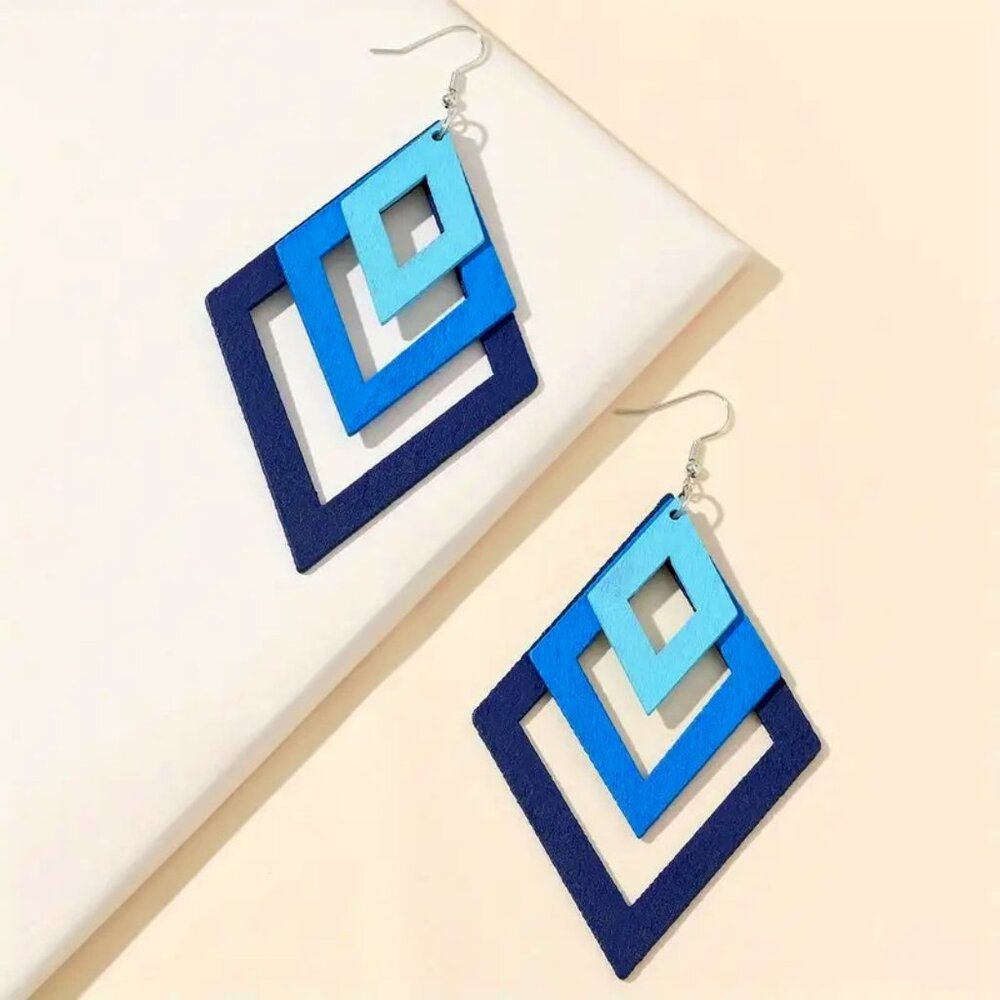 TRI~COLOR BLUE SHADE EARRINGS